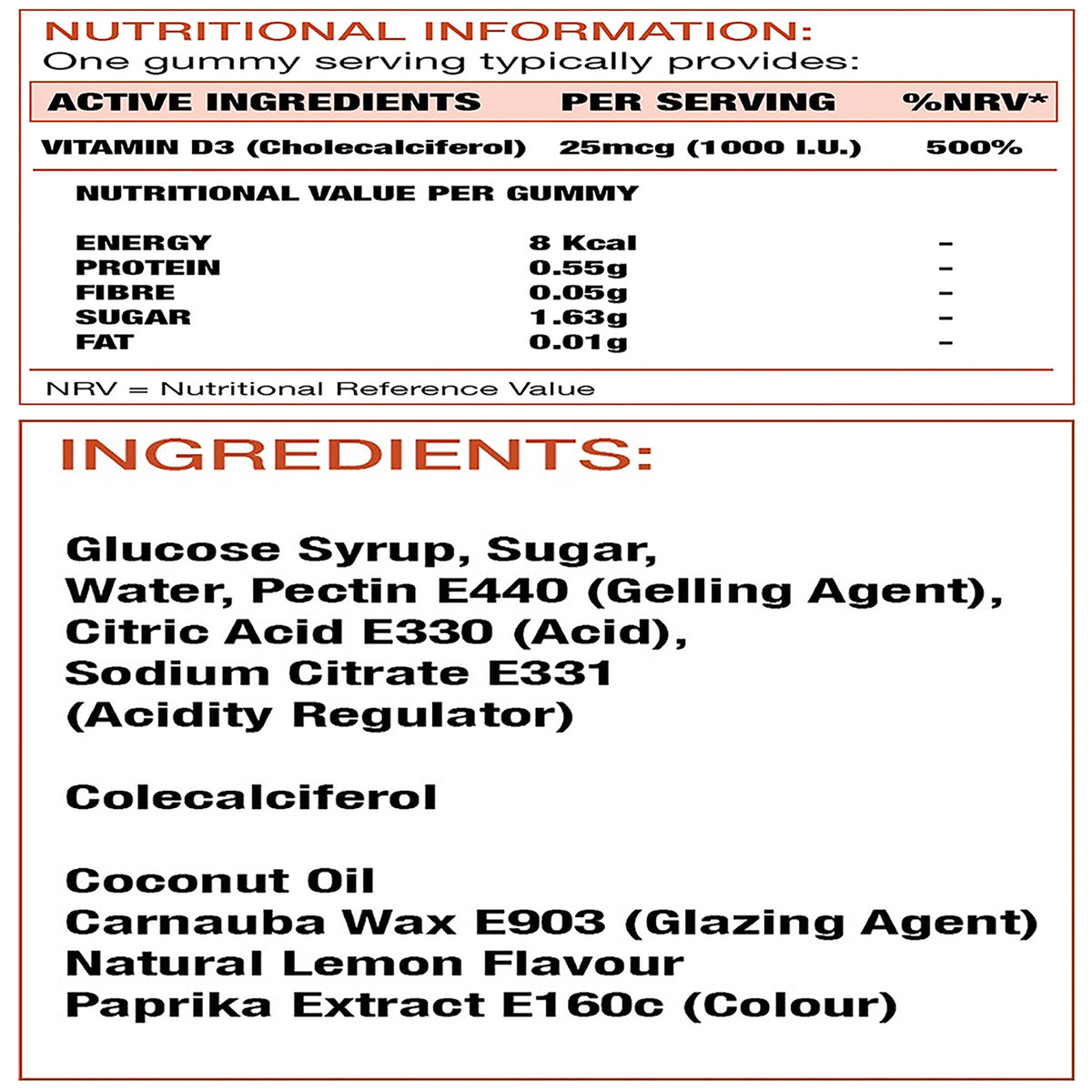 Vitamin D3 1000 I.U. (25 mcg) Gummies