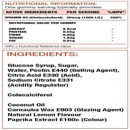 Vitamin D3 1000 I.U. (25 mcg) Gummies